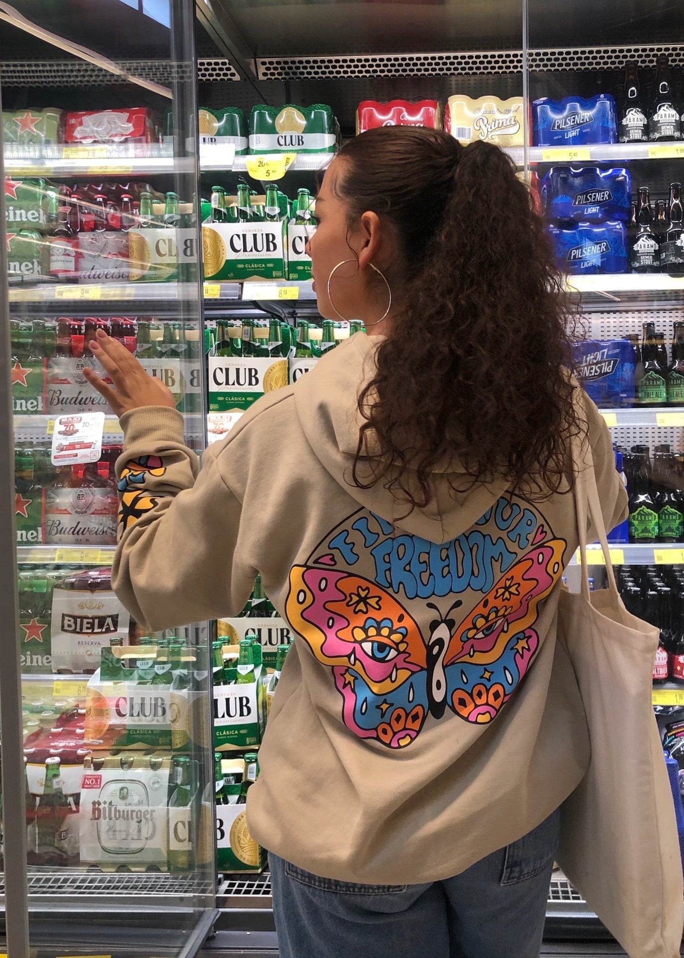 HOODIE BUTTERFLY BEIGE